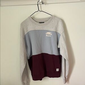 Roots Colorblock Crewneck Sweatshirt | Women’s Size M | Burgundy/Blue